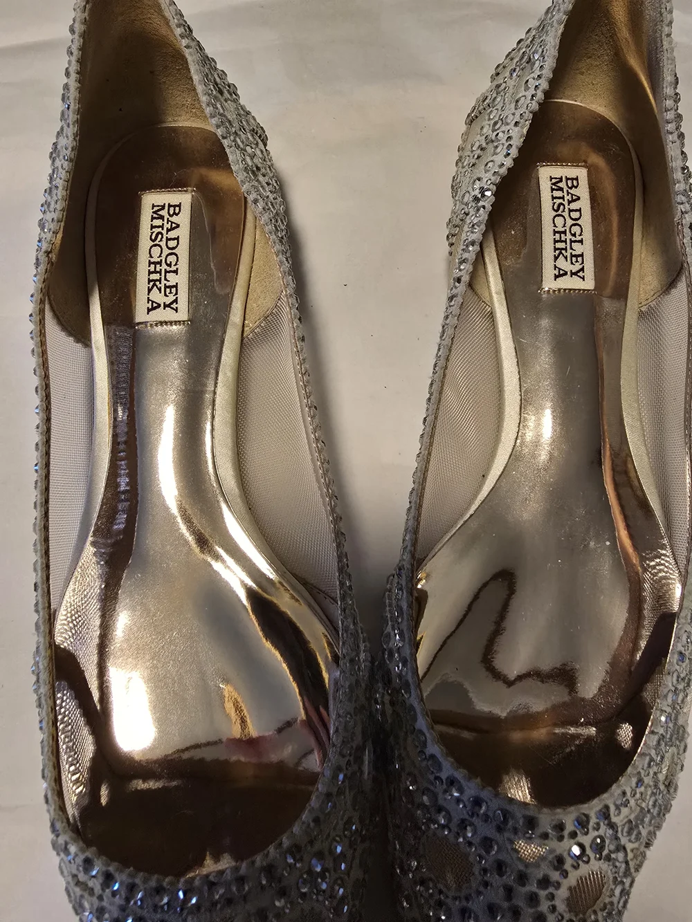 Badgley Mischka Champagne Crystal-Trim Ballet Flats - Picture 5 of 7
